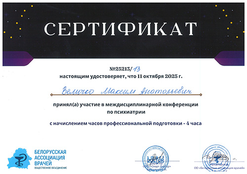 Свидетельство участия в междисциплинарной конференции